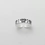 TJS 925 Sterling Silver Butterfly Band Toe Ring Adjustable Jewellery Butterflies
