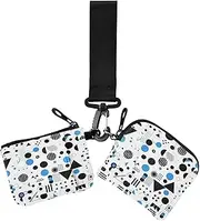[miaozhen] Blue and Black Geometric Shapes Minimalistic Modern Women's Card Cases Change Holder Small Portable Zipper Wristlet Wallet with Keychain for Travel 2 Pcs para meter tarjetas de credito, Blue and black