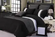 Aleah Black Grey Pintuck Quilt Cover Set /options( Queen / King / Super King / Optionals)