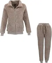 [FIL] Women's 2pc Set Teddy Fleece Jumper Loungewear Sleepwear Zip Up Pajamas PJs