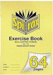 Spirax 115 A4 Exercise Book with 9MM Dotted Thirds (64 Pages)