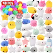 48 Pack Mochi Squishy Toys Filled Easter Eggs, Mini Soft Animal Squishies Str...