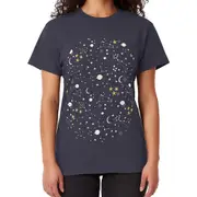 Galaxy - cosmos, moon and stars. Astronomy pattern. Cute cartoon universe design. T-shirt
