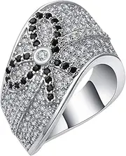 [VPbao] Simple 925 Sterling Silver Plated Large Wide Band Rings for Women White