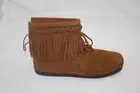 WOMEN'S MINNETONKA 292 HI TOP DOUBLE FRINGE SIDE BACK ZIP UP BOOT BROWN COLOR