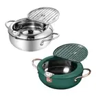 Toque Stainless Steel Tempura Deep Frying Pot with Lid Thermometer Kitchen Fryer