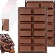 2Pcs Deep Chocolate Bar Moulds, Non-Stick Mini Chocolate Bar Moulds,Chocolate Bar Mold Deep Silicone Snap Chocolate Bar Molds,Silicone Deep Chocolate Bar Mould,Deep Silicone Candy Bar Molds for DIY