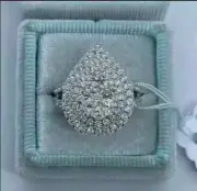 2.0Ct Round Cut Created Diamond Cluster Engagement Ring 14K White Gold Plated