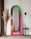Neon Bloom – Abstract Floor Mirror