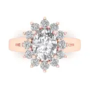 2.36ct Oval Cut Halo White Clear Promise Wedding Engagement Ring 14k Rose Gold