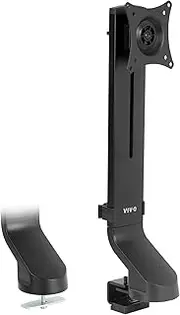 VIVO Black Adjustable Single Monitor Mount for Sit-Stand Workstation, Desk Converter, Monitor Arm Fits 1 Screen Up to 32 Inches (Stand-V001U)