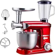 Electric Stand Mixer for Baking 5L Stainless Steel Mixing Bowl Stand Food Mixer 6 Speed with Dough Hook, Whisk, Beater Optional Accessories Meat Mincing & Juicer for Kitchen Baking Cake 1000W (Color