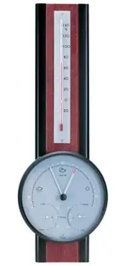 Hokco Weather Station Analog Barometer Thermometer Hygrometer Mahogany 18 in