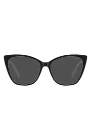 Polaroid 56mm Polarized Cat Eye Sunglasses in Black White/Grey Polar at Nordstrom One Size