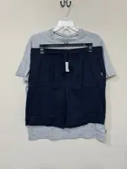 Eddie Bauer Men’s Gray & Dark Blue Loungewear Comfort Shorts & T-Shirt Set XL