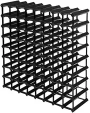 Artiss 9 Tier 72 Bottle Wine Rack, Wooden Timber Wines Bottles Storage Racks Holder Freestanding Display Organiser for Kitchen Cellar Bar, Stackable Modular Pine Wood 80 x 80 x 23.5cm Black