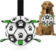 GGP 15*15Cm Interactive Dog Toy Soccer Ball With Rope - Outdoor Fetch & Tug Play For Dogs - Training & Exercise Pet Toy