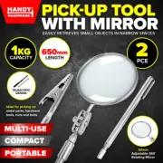 2X NEW Pick-Up Tool With Swivel Mirror & Alligator Clip 65cm Hand Tool AU STOCK