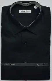 Men's KENNETH COLE Black Striped NON IRON Dress Shirt 17 32/33 NWT NEW