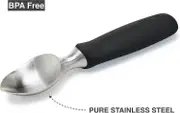 Ice Cream Scoop - Heavy Duty Stainless Steel Icecream Scooper With Non-Slip Rubber Grip - Professional Metal Ice-Cream Spade - Dishwasher Safe Black