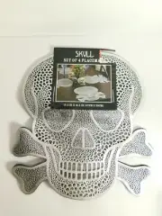 Benson Mills Skull Crossbones Placemats Set of 4 NEW Halloween Spooky