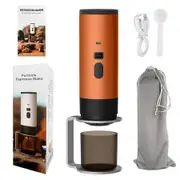 3-in-1 Portable Electric Espresso Machine,Coffee Maker with LED Display and Type-C,Automatic Heating Coffee Maker for Travel,Office and Car,Orange