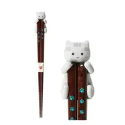 Ishida Dishwasher-safe Chopstick Set with Silicon Chopstick Rests, Dakko-Neko