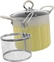 UTHCLO Stainless Steel Frying Pan Deep Fryer Pot Japanese Style Tempura Cast Iron Induction Gas Oil Drainer Lid Easy to Clean