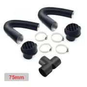 60mm 75mm Car Auto Heater Pipe Duct T Piece Warm Air Outlet Vent Hose Clips Set For Parking Diesel Heater Webasto Eberspacher Round 75mm