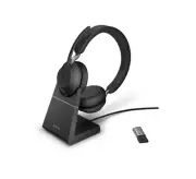Jabra Evolve2 65 UC Binaural Bluetooth Headset USB-A with Charging Stand 26599-