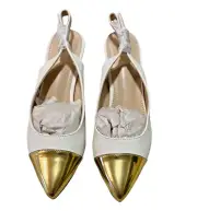 Lvemas,Women'sSlingback Kitten Heels Pointed Closed Toe Two Tone Heels Size 7
