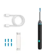 Wireless Ear Wax Removal Visual Ear Pick 6 LED Endoscope Otoscope with One-Piece Ear Scoops -Black