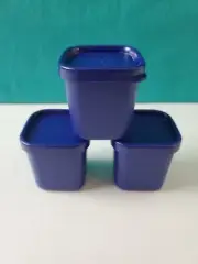 Tupperware Freeze-It Mini Square Rounds 80ml / 2.5oz Dark Blue Set Of 3