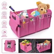 Trunk Cargo Organizer Folding Collapsible Caddy Storage Bag Bin Car SUV PINK