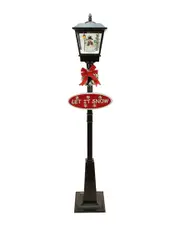 Northlight 70.75in Black Lighted Musical Snowman Vertical Snowing Christmas Street Lamp