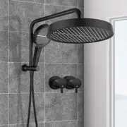 ACA 13" Rain Shower Head Set 4-Mode Handheld Round High Pressure Twins Tap Black