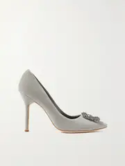 [Manolo Blahnik] Manolo Blahnik - Hangisi 105 Embellished Velvet Pumps - Light gray - IT40 IT 40 Gray
