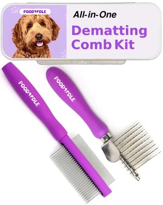 Pain-Free Dematting Comb Kit for Dogs & Cats, Dual-Sided Rake & Comb Set