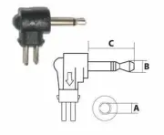 Female To Male DC Plug Socket Power Adapter Phono Right Angle TRS 2.5mm Lock-...