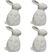 4x LVD Porcelain Rabbit Ornament Large Frenchie Blush Decorative Home Decor