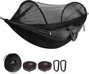 NATUREFUN Ultra-Light Travel Camping Hammock Pop-up Bug Net Hammock 300kg Load Capacity,Breathable,Quick-drying Parachute Nylon 2 Premium Carabiners,2 Tree Slings Included Outdoor Backpacking Hiking