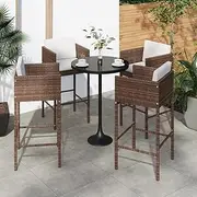Bar Stools 4 pcs with Cushions Brown Poly Rattan,Versatile Bar Stools for Outdoor & Indoor Comfort Outdoor Chair