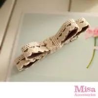 在飛比找momo購物網優惠-【MISA】森林系純白蕾絲緞帶造型一字夾 髮夾(蕾絲髮夾 緞