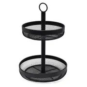 Classica Nero Mesh 2 Tier Round Basket Rust Resistant Home Organiser 30cm Black