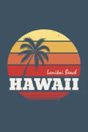 Lanikai Beach Hawaii Palm Tree Sunset Retro Travel Art Print Poster 12x18