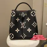 免運 LV 路易威登 NéONOé MM拼色 牛皮 子母包水桶包 單肩包 斜挎包 M45497 實拍女款