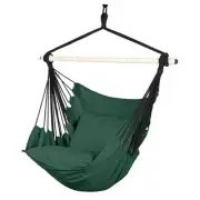Hammock Chair Hanging Rope Swing - Max 500 Lbs - 2 Cushions Included - Green