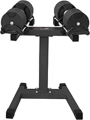 Powertrain Eon Dial-Up Adjustable Dumbbell Set - 2 x 36kg (72kg) Home Gym Weights with Stand