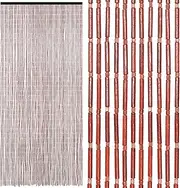 BECHAEO Handmade Bamboo Beaded Curtain for Doorway 65 Strands Door Beads Curtain Hanging Room Divider for Hallway Window Closet Boho Rustic Hippie Home Store Decor, 35.5 x 75 Inches Brown