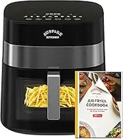 AUSPURE Air Fryer 7L Premium Digital, X Cyclone Technology with 10 Cooking Functions, Touch Screen Display, Bake, Timer, Preheat, Keep Warm, Auto Shutoff and See-Through Basket, Black